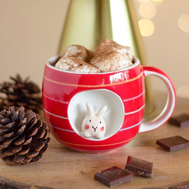 Mug & Tea Cup - Striped Bunny Handpainted Ceramic Mug