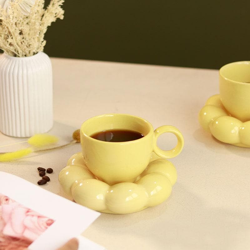 Buy Sunflower Glory Cup And Saucer - Yellow Mug & Tea Cup from Vaaree