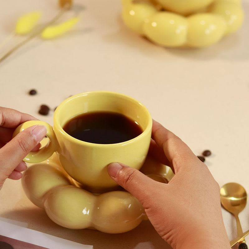 Buy Sunflower Glory Cup And Saucer - Yellow Mug & Tea Cup from Vaaree