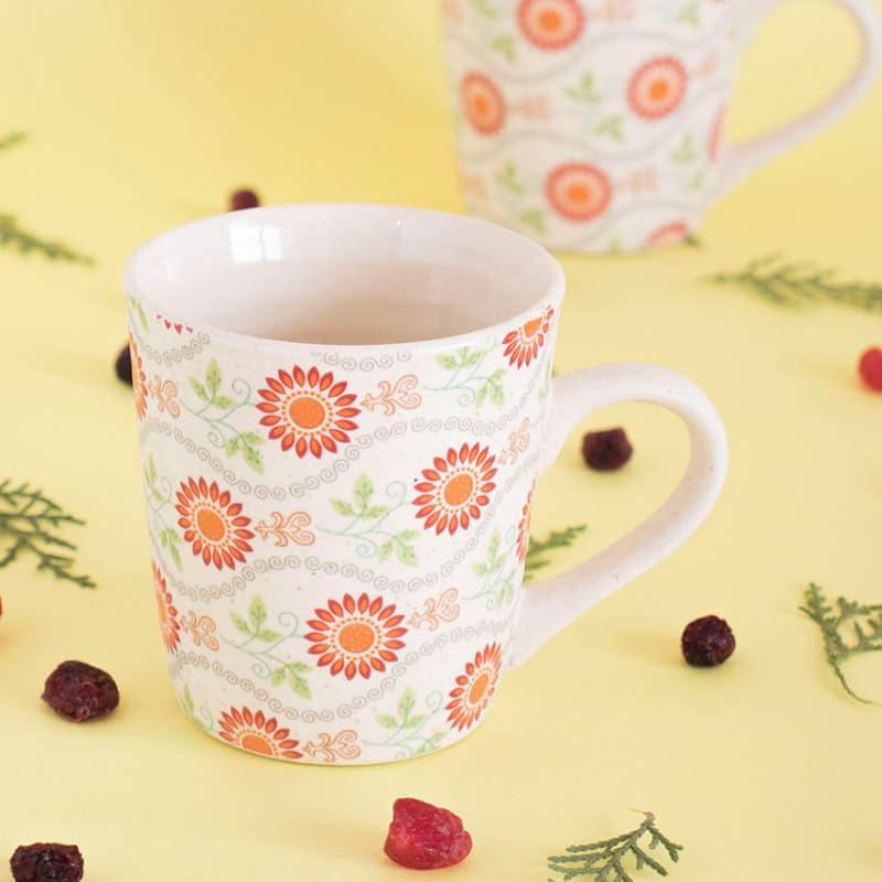 Buy Sunny Flora Mug (270 ML) - Set Of Two Mug & Tea Cup from Vaaree