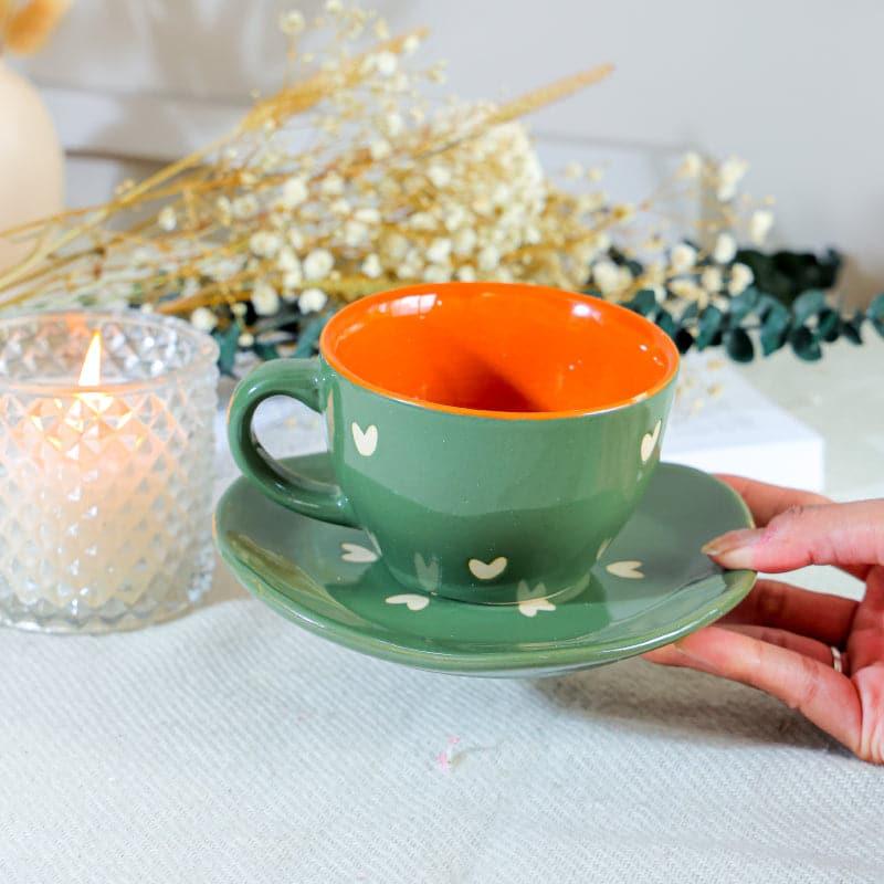 Buy Sweetheart Cup & Saucer Set (300 ML) - Green Mug & Tea Cup from Vaaree