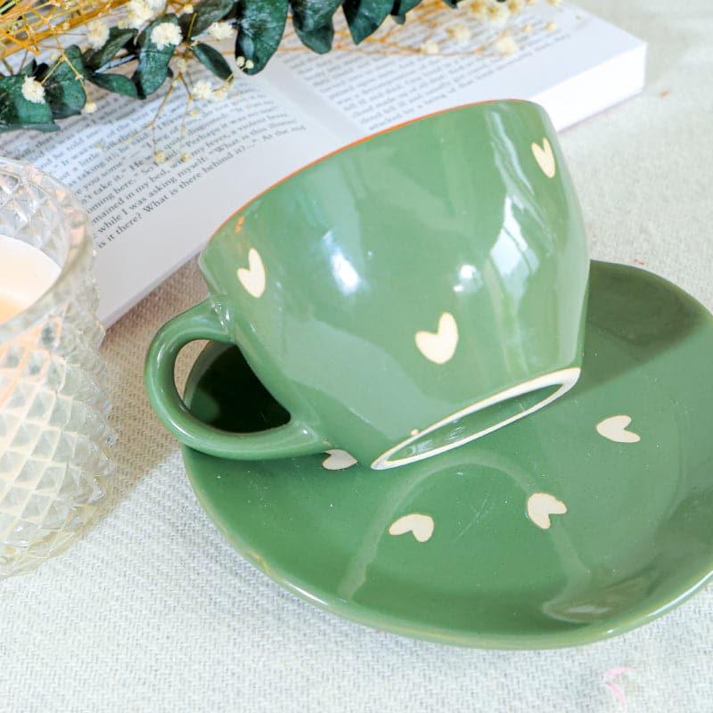 Buy Sweetheart Cup & Saucer Set (300 ML) - Green Mug & Tea Cup from Vaaree