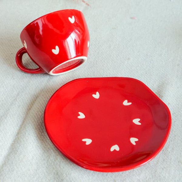 Buy Mug & Tea Cup - Sweetheart Cup & Saucer Set (300 ML) - Red at Vaaree online