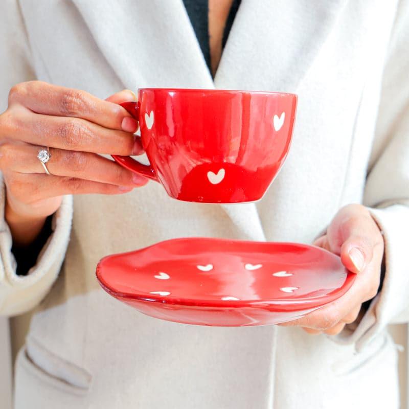 Buy Sweetheart Cup & Saucer Set (300 ML) - Red Mug & Tea Cup from Vaaree