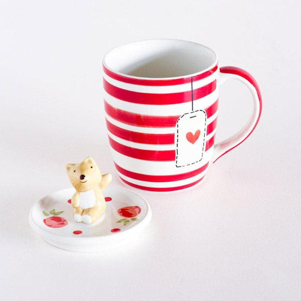 Mug & Tea Cup - Tea Time Bunny Handpainted Mug With Lid