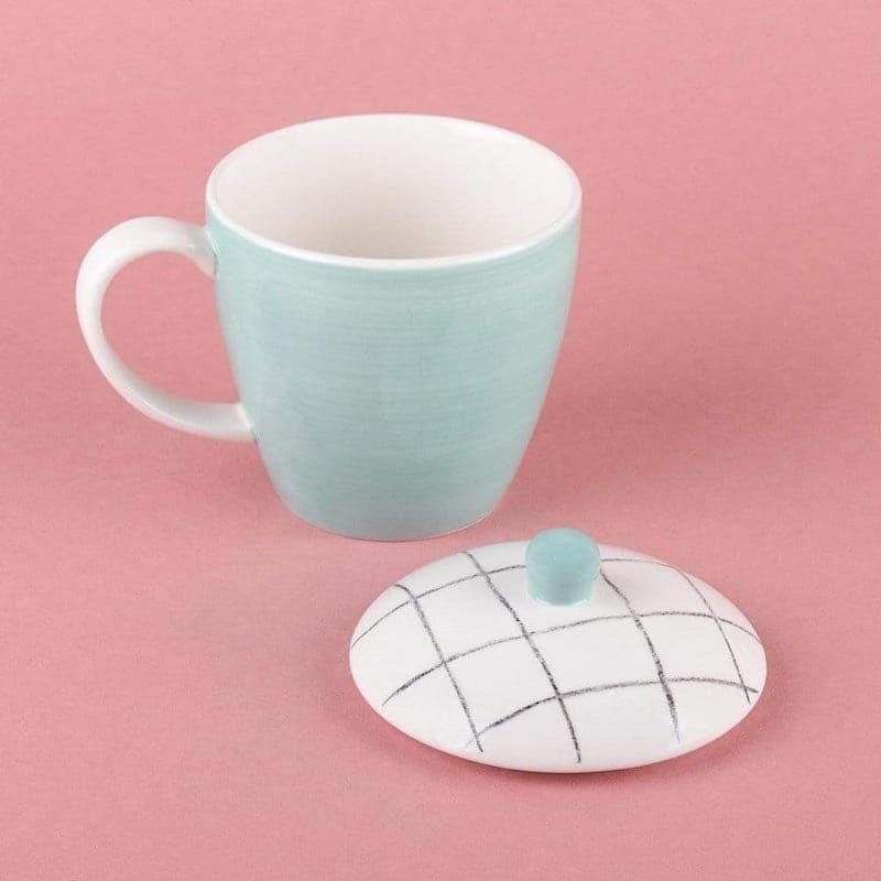 Buy Tea Time Handpainted Mug With Lid - Teal Mug & Tea Cup from Vaaree