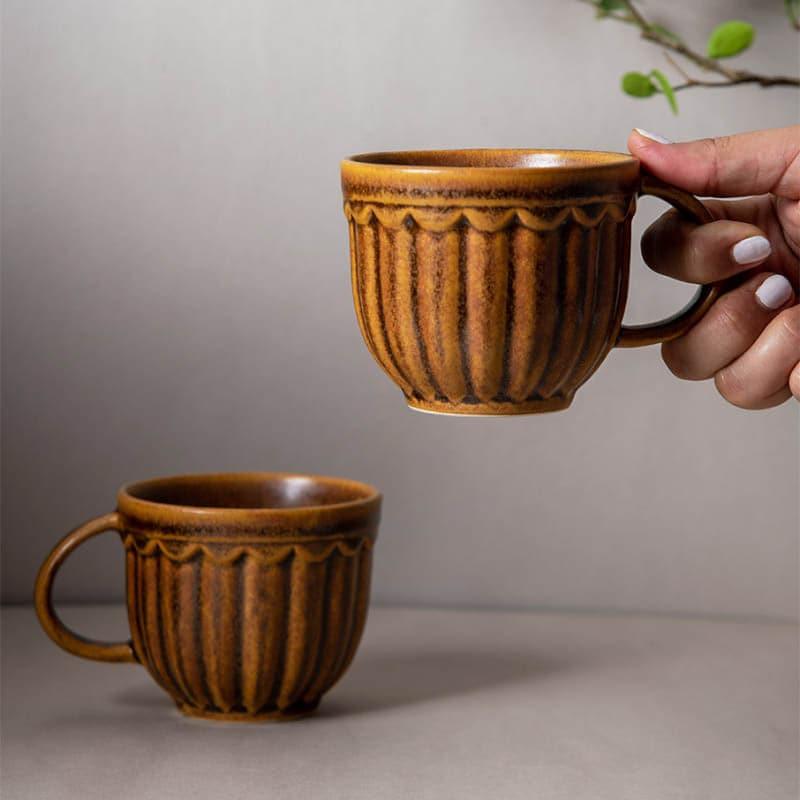 Buy Terra Tones Brown Mug (350 ML) - Set Of Two Mug & Tea Cup from Vaaree