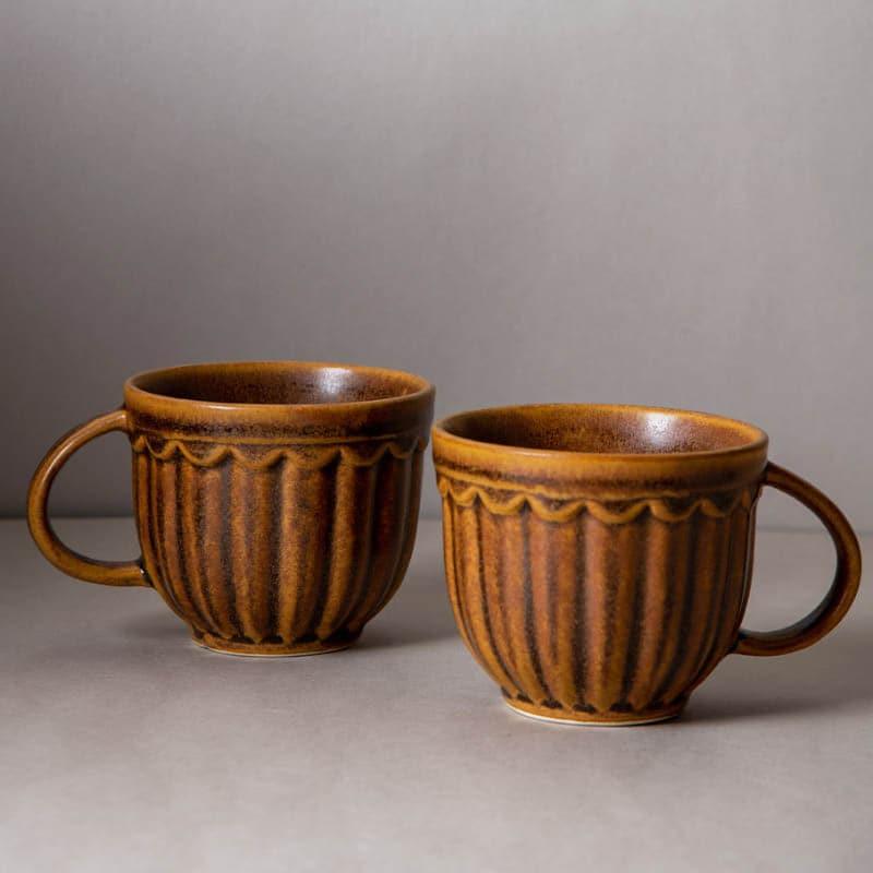 Mug & Tea Cup - Terra Tones Brown Mug (350 ML) - Set Of Two