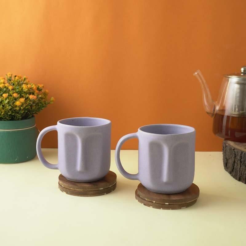 Mug & Tea Cup - The Straight Face Lilac Mug (300 ML) - Set Of Two