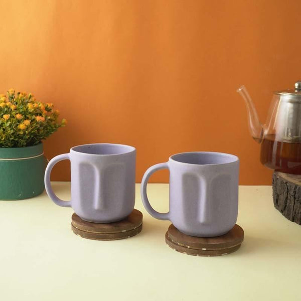 Mug & Tea Cup - The Straight Face Lilac Mug (300 ML) - Set Of Two