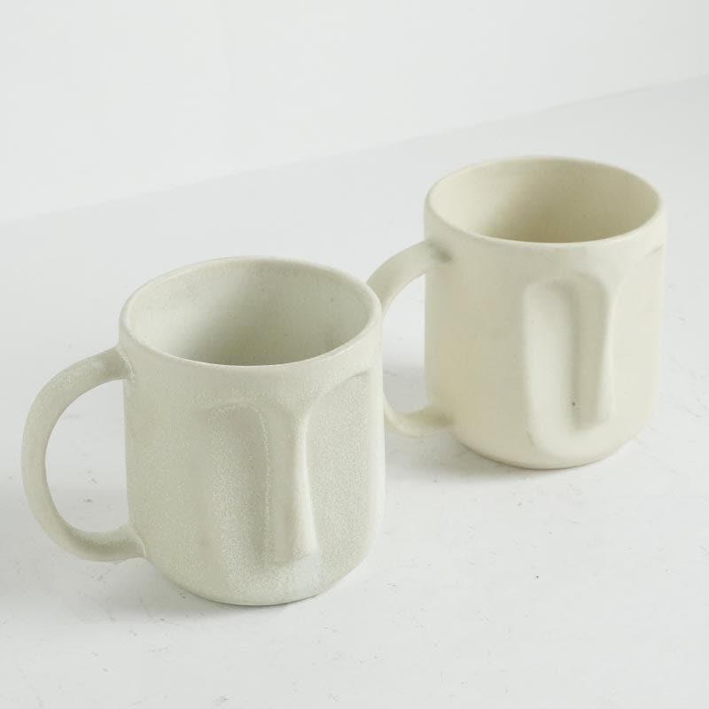 Buy The Straight Face Mug (White) - Set Of Two Mug & Tea Cup from Vaaree