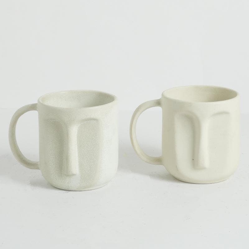 Buy The Straight Face Mug (White) - Set Of Two Mug & Tea Cup from Vaaree