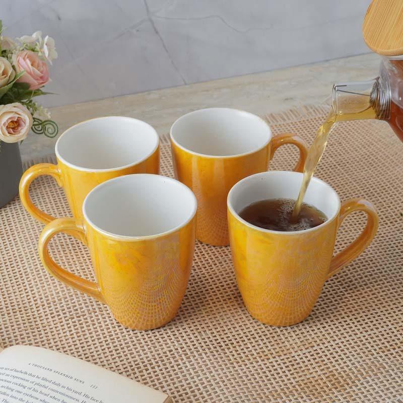 Buy Vintage Verve Ceramic Coffee Mug (400 ML) - Set Of Four Mug & Tea Cup from Vaaree