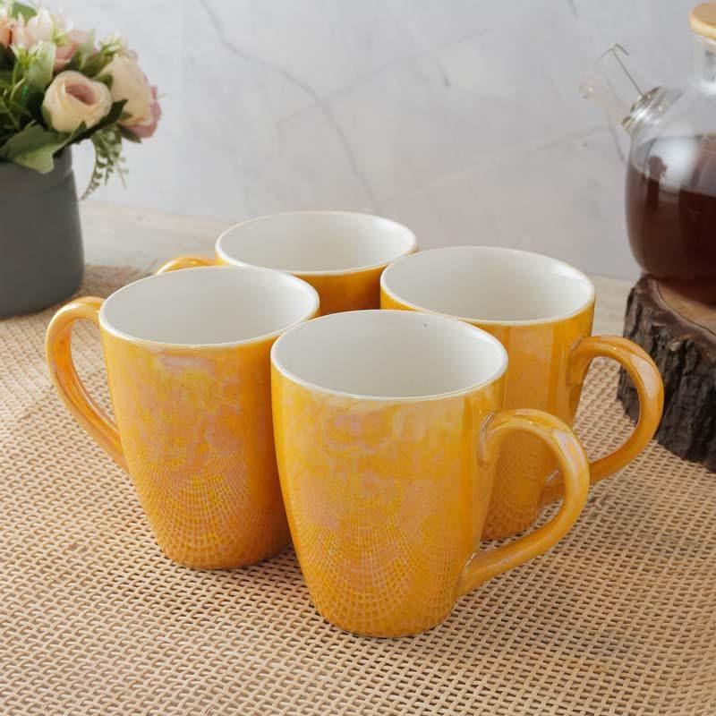 Buy Vintage Verve Ceramic Coffee Mug (400 ML) - Set Of Four Mug & Tea Cup from Vaaree