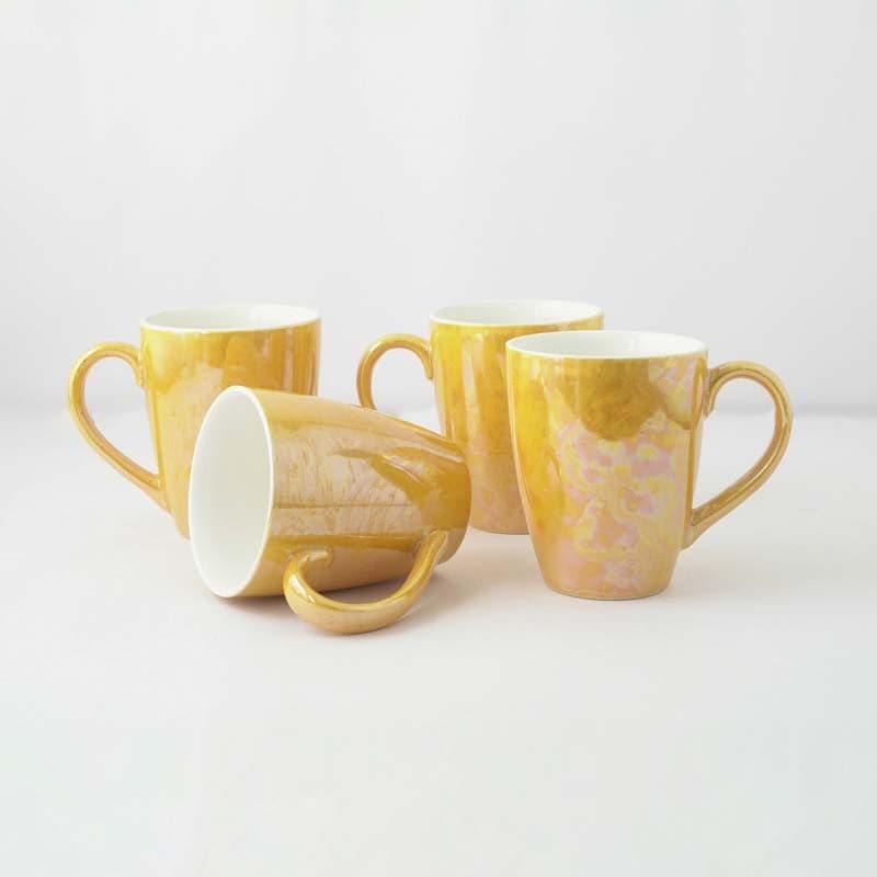 Buy Vintage Verve Ceramic Coffee Mug (400 ML) - Set Of Four Mug & Tea Cup from Vaaree