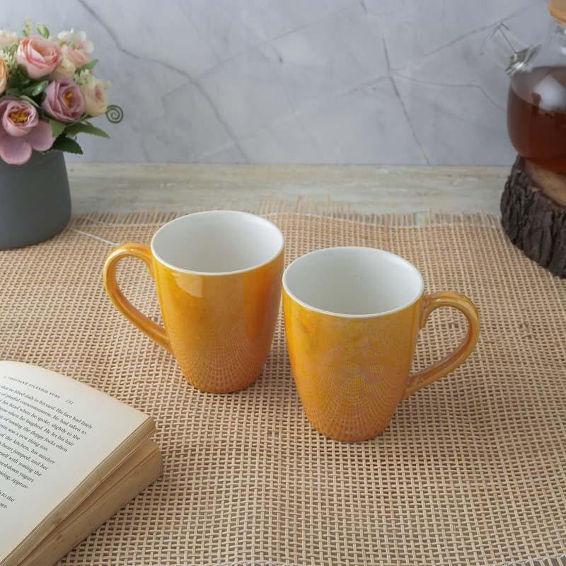 Buy Vintage Verve Ceramic Coffee Mug (400 ML) - Set Of Two Mug & Tea Cup from Vaaree