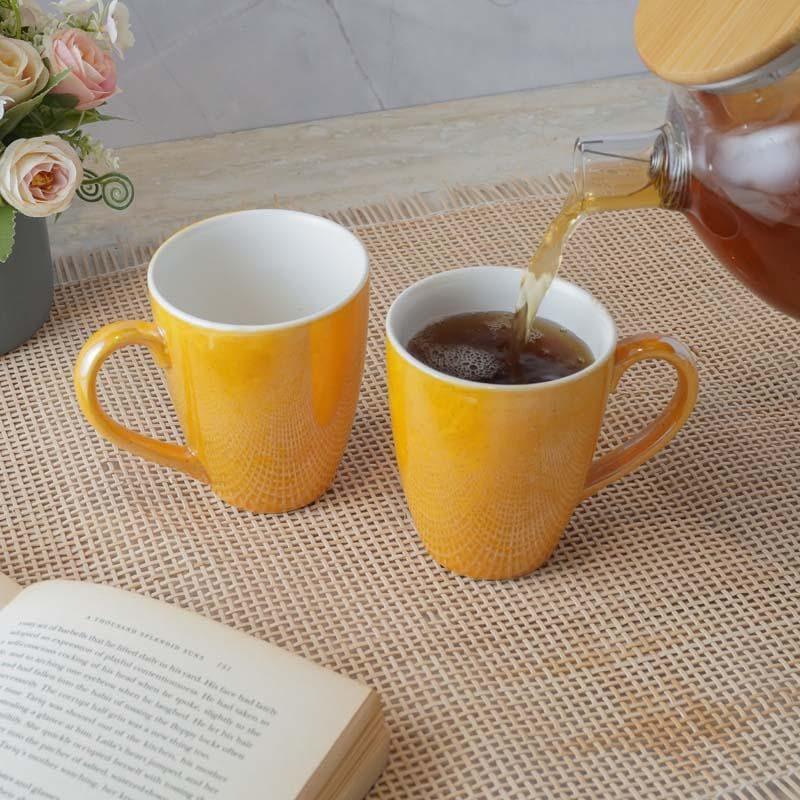 Buy Vintage Verve Ceramic Coffee Mug (400 ML) - Set Of Two Mug & Tea Cup from Vaaree