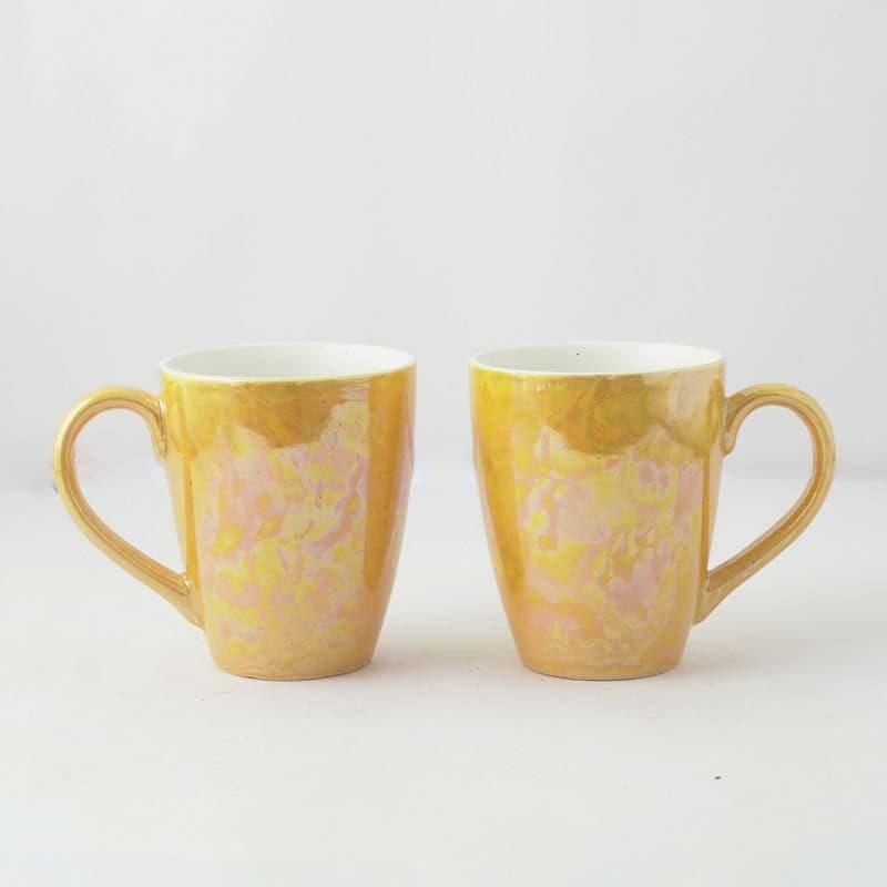 Buy Vintage Verve Ceramic Coffee Mug (400 ML) - Set Of Two Mug & Tea Cup from Vaaree