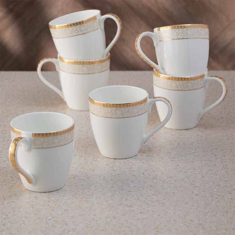 Mug & Tea Cup - Warda Goldline Mug (200 ML) - Set Of Six