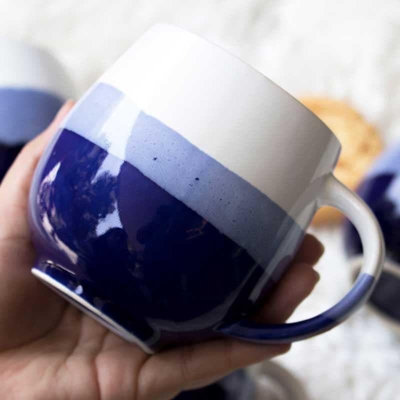 Buy Wave Riders Mug (Blue) - Set Of Two Mug & Tea Cup from Vaaree