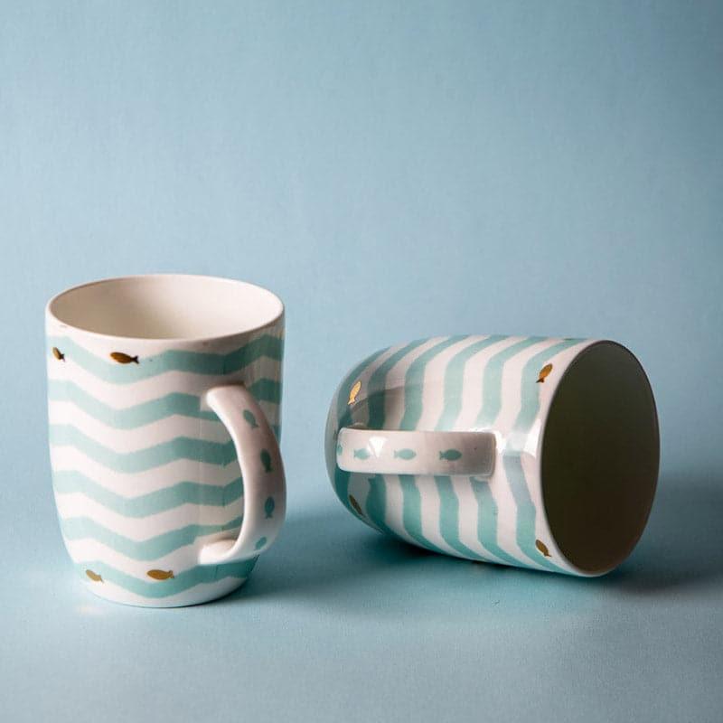 Mug & Tea Cup - Wavy Sea Mug - Set Of Two