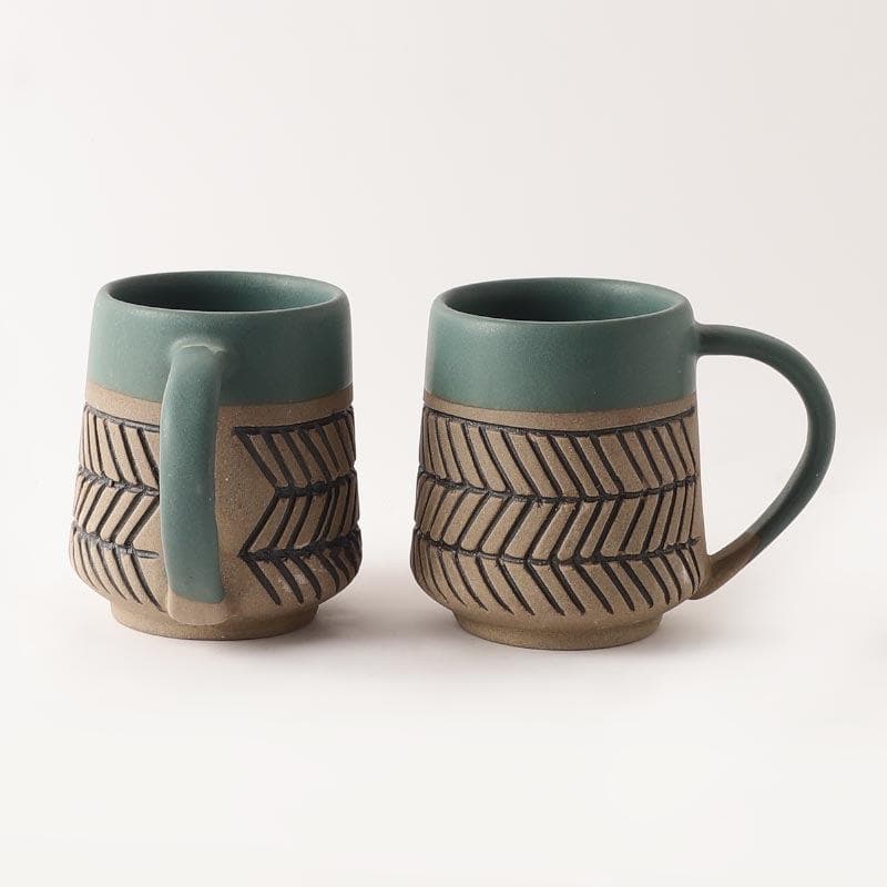 Buy Zig Zag Blues Mug - Set Of Two Mug & Tea Cup from Vaaree