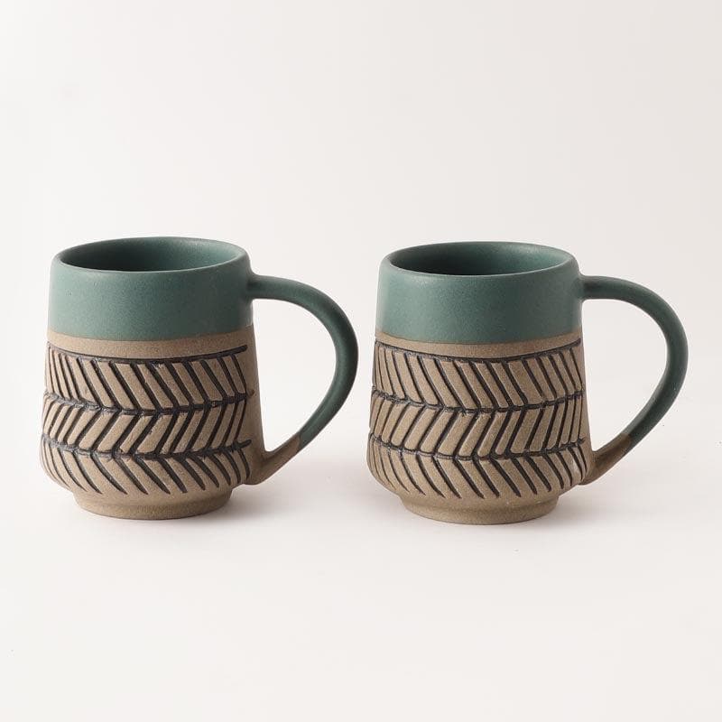 Buy Zig Zag Blues Mug - Set Of Two Mug & Tea Cup from Vaaree