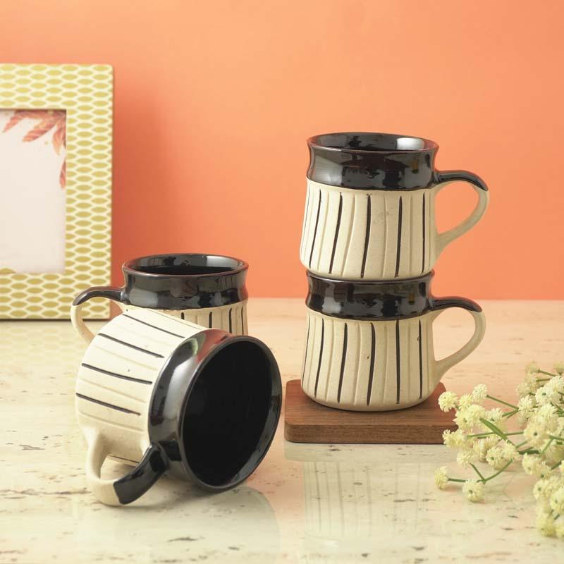 Buy Izzota Black Ceramic Cup (200 ML) - Set Of Four Mug from Vaaree