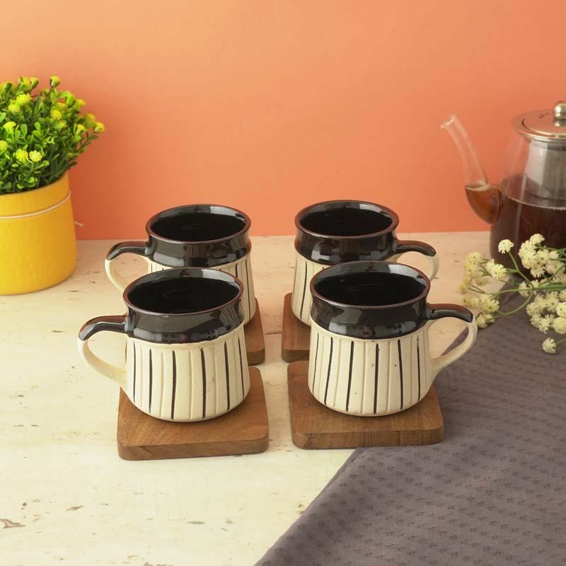 Buy Izzota Black Ceramic Cup (200 ML) - Set Of Four Mug from Vaaree