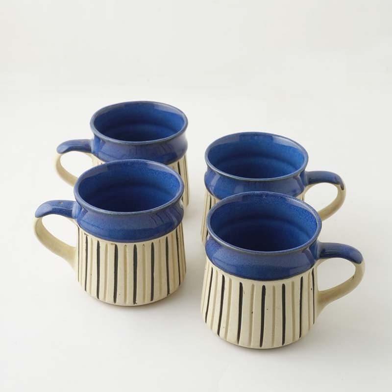 Buy Izzota Blue Ceramic Cup (200 ML) - Set Of Four Mug from Vaaree