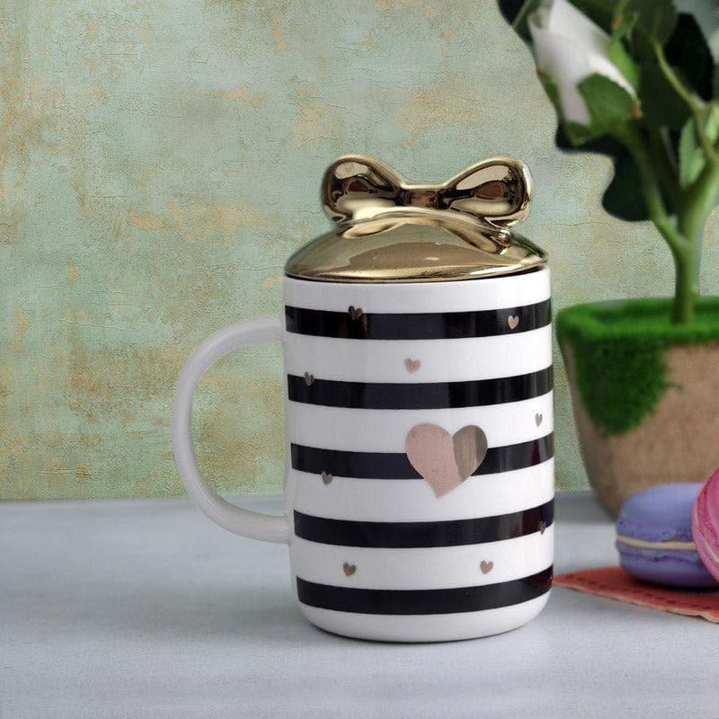 Buy Love Stripe Mug (350 ML) - Black & White Mug from Vaaree