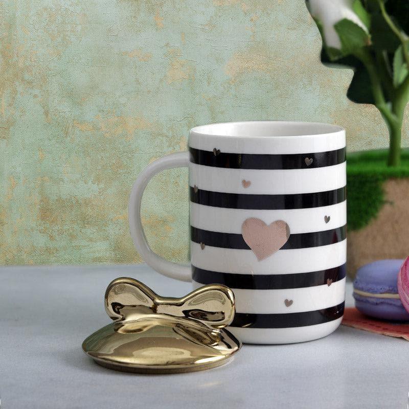 Buy Love Stripe Mug (350 ML) - Black & White Mug from Vaaree