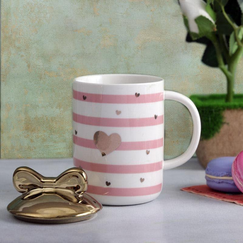 Buy Love Stripe Mug (350 ML) - Pink Mug from Vaaree