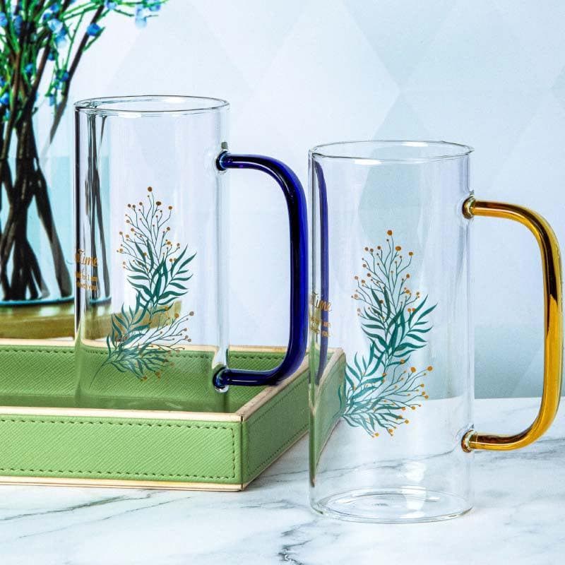 Buy Puritax Floral Glass Cup - Set Of Two Mug from Vaaree