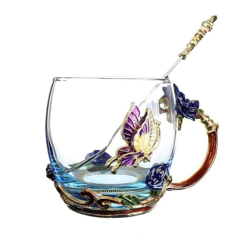 Buy Rose Fantasy Mug With Spoon - Blue Mug from Vaaree