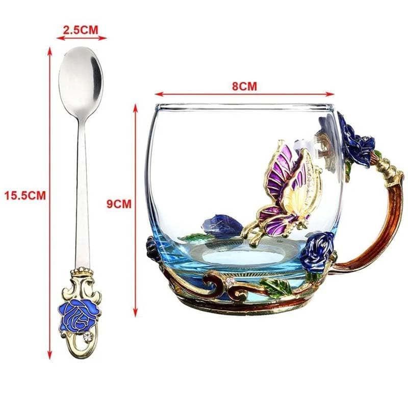 Buy Rose Fantasy Mug With Spoon - Blue Mug from Vaaree