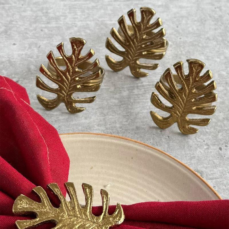 Buy Silver Monstera Napkin Ring - Set Of Four Napkin Rings from Vaaree