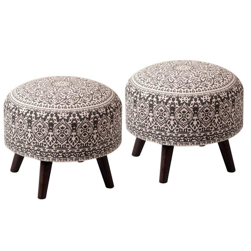 Buy Chenova Cotton Ottoman (Brown) - Set Of Two Ottomans & Pouffe from Vaaree