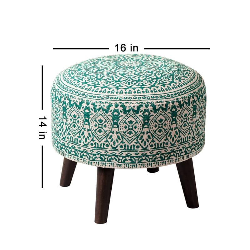 Buy Chenova Cotton Ottoman (Green) - Set Of Two Ottomans & Pouffe from Vaaree