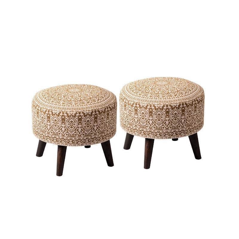 Buy Chenova Cotton Ottoman (Yellow) - Set Of Two Ottomans & Pouffe from Vaaree