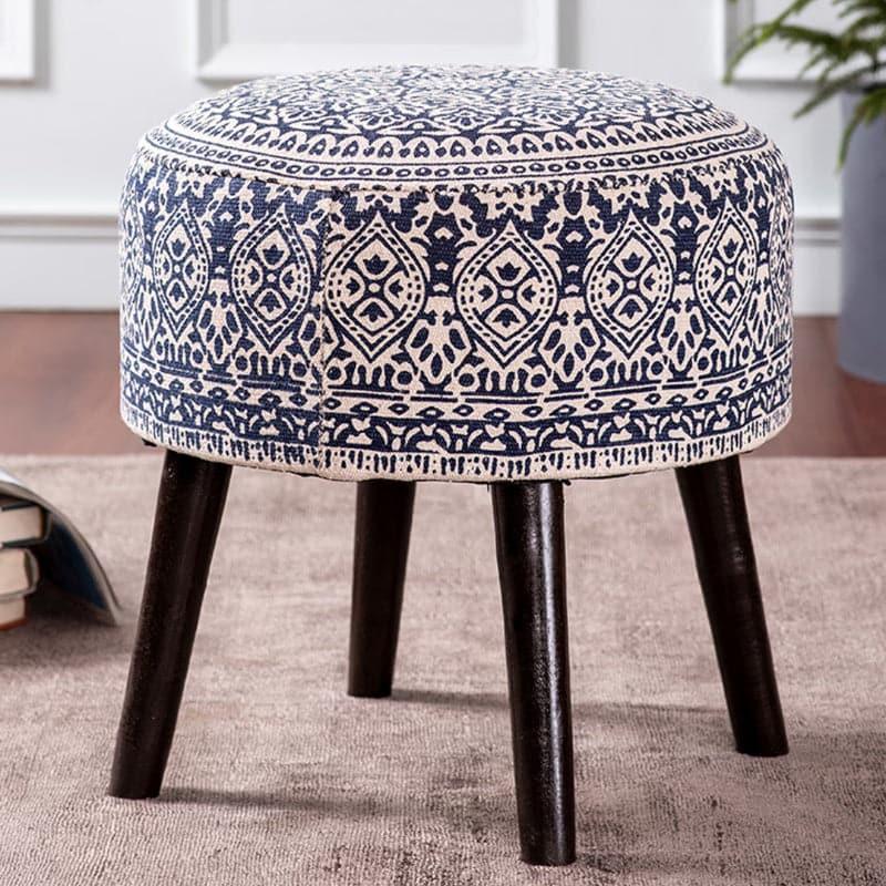 Buy Dona Cotton Ottoman (Blue) - Set Of Two Ottomans & Pouffe from Vaaree