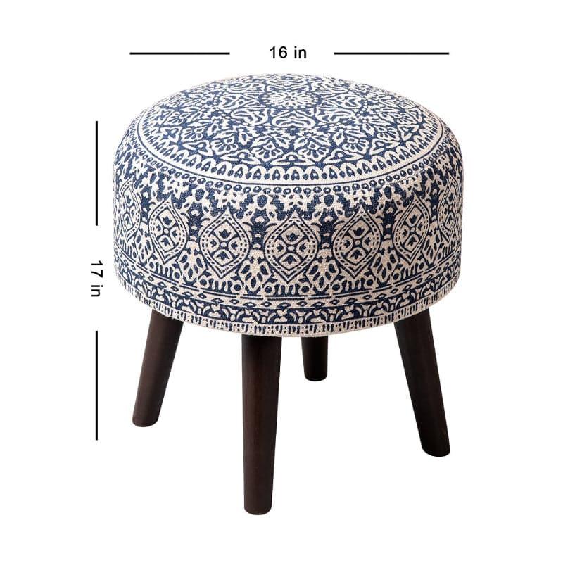 Buy Dona Cotton Ottoman (Blue) - Set Of Two Ottomans & Pouffe from Vaaree