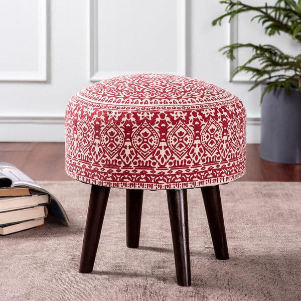 Ottomans & Pouffe - Dona Cotton Ottoman - Red