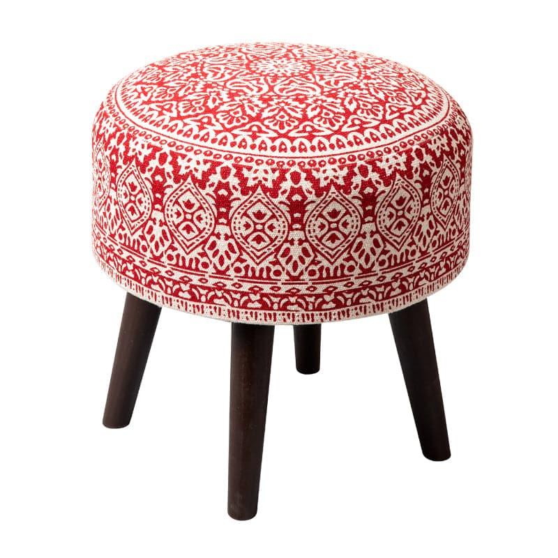 Ottomans & Pouffe - Dona Cotton Ottoman - Red