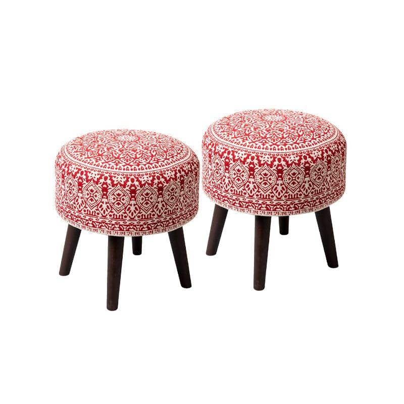 Ottomans & Pouffe - Dona Cotton Ottoman (Red) - Set Of Two