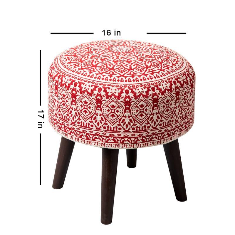 Ottomans & Pouffe - Dona Cotton Ottoman (Red) - Set Of Two