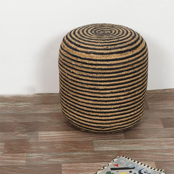 Buy Junis Striped Juco Ottoman - Black Ottomans & Pouffe from Vaaree