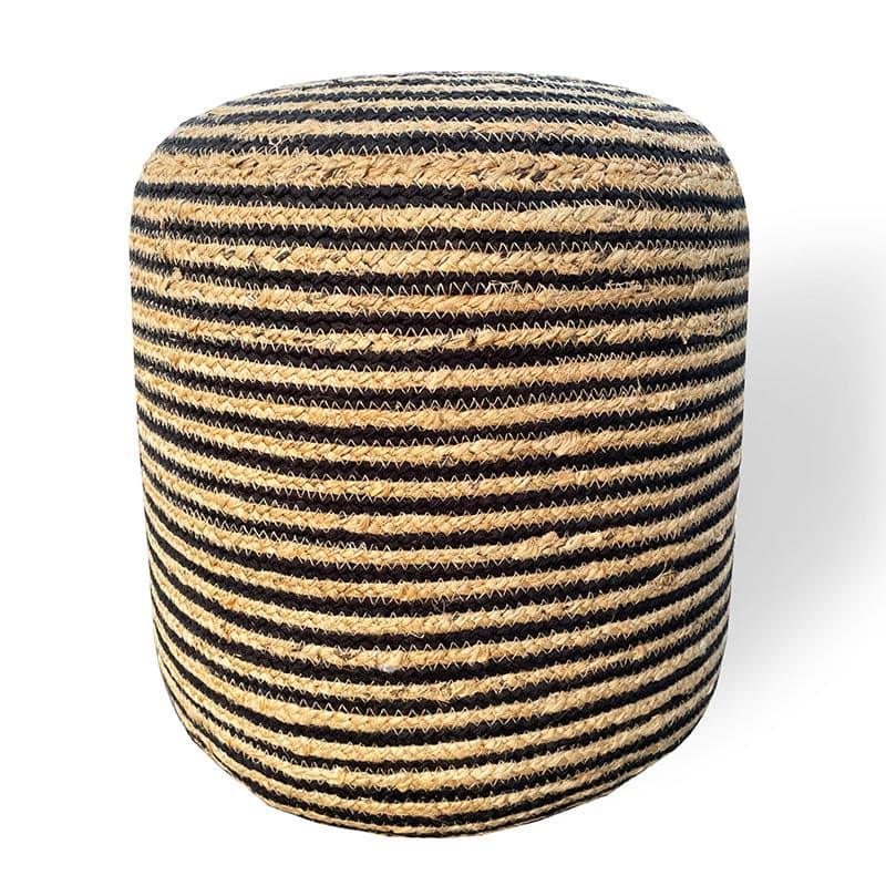 Buy Junis Striped Juco Ottoman - Black Ottomans & Pouffe from Vaaree