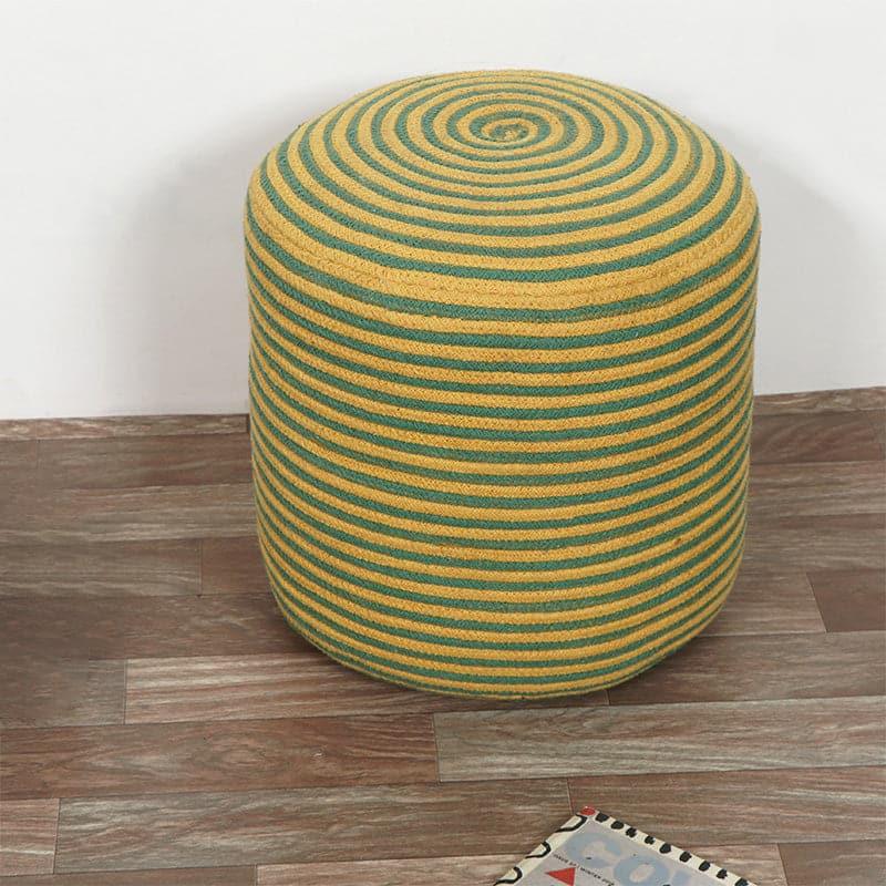 Buy Junis Striped Juco Ottoman - Yellow Ottomans & Pouffe from Vaaree