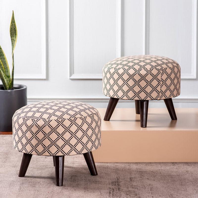 Buy Reven Cotton Ottoman - Set Of Two Ottomans & Pouffe from Vaaree